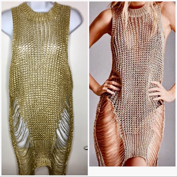 shredded sweater dress